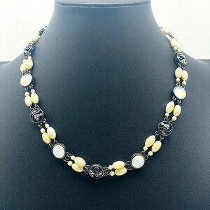 Beaded Choker Necklace Simulated Pearls Rhinestones Classic